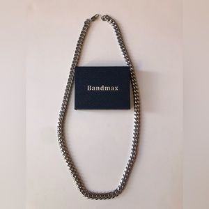 Bandmax Heavy Chain Necklace Silver Tone Stainless Steel 28.5 Inches